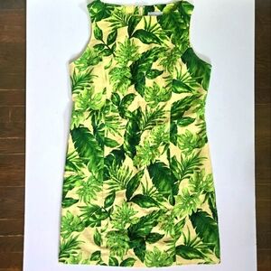 Ultra Dress tropical print beading linen shift dress mini size 14
